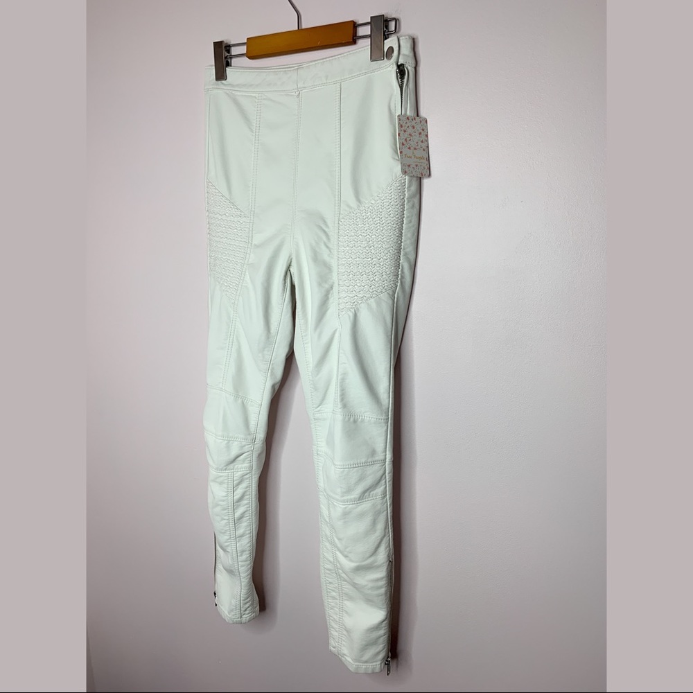 NWT Free People Kaelin Faux Leather White Pants 10 - Picture 7 of 16